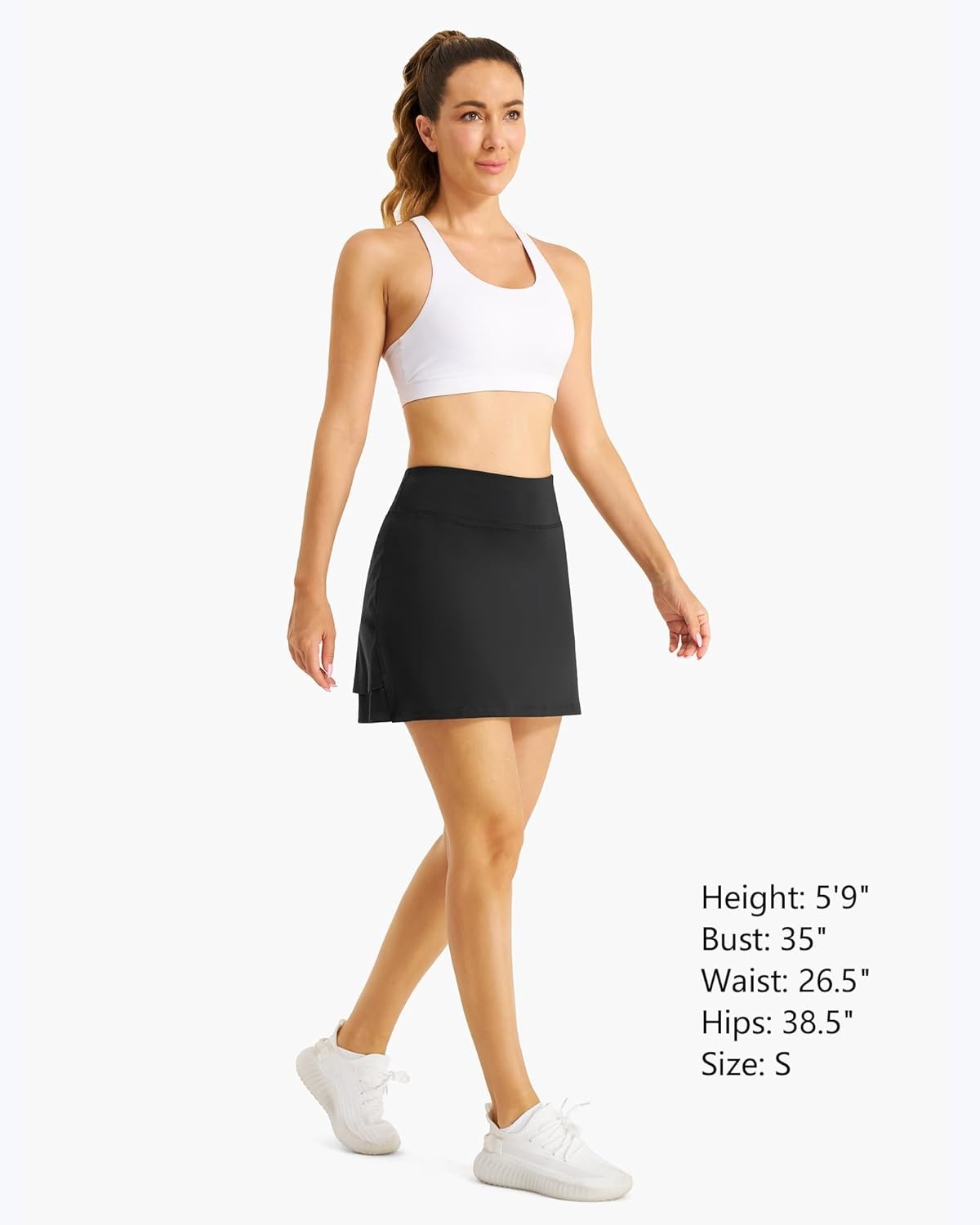 Stelle Women Tennis Skirt Athletic Skort High Waisted Golf Inner Shorts with Pockets Running Sports Pickleball(Black)