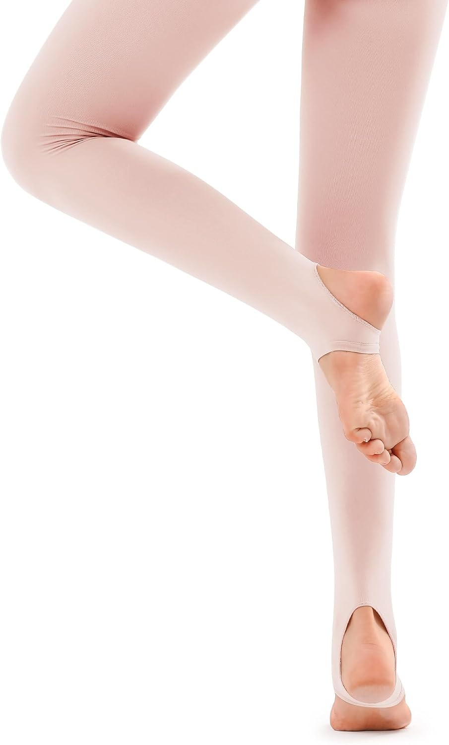 Stelle Girls Women Stirrup Ballet Tights for Dance Class Kids Adult(2 Pack Ballet Pink+tan)