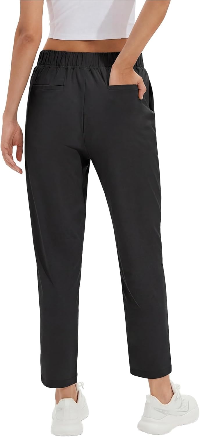 Stelle Women’s Work Pants Stretchy 7/8 Ankle Dress Pants for Women Business Casual Tapered Slacks for Teacher, Golf, Travel(Black)