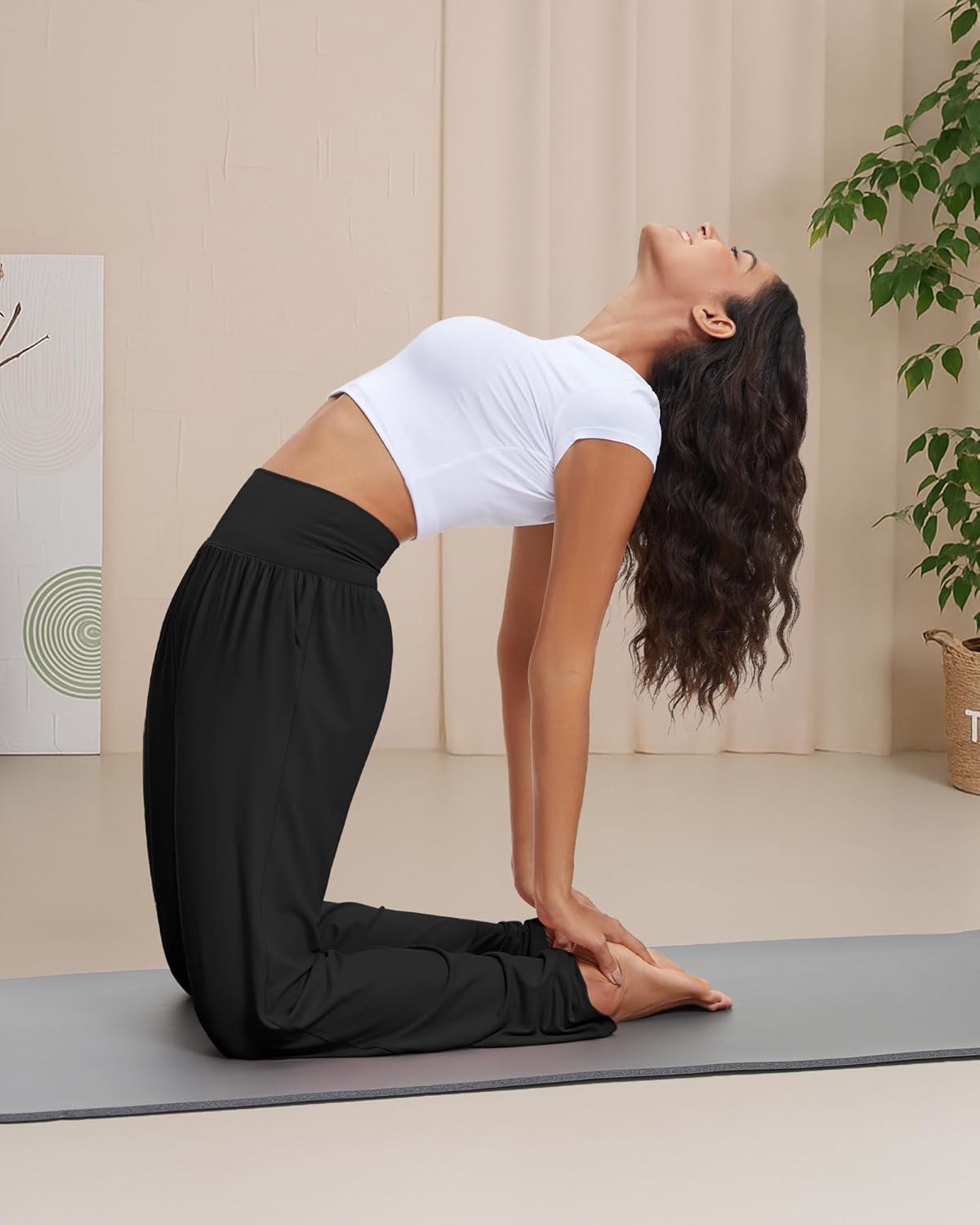 Stelle Wide Leg Yoga Pants for Women High Waisted Super Comfy Buttery Soft Lounge Pants with Pockets 26/28/30 Inseam(A-black)