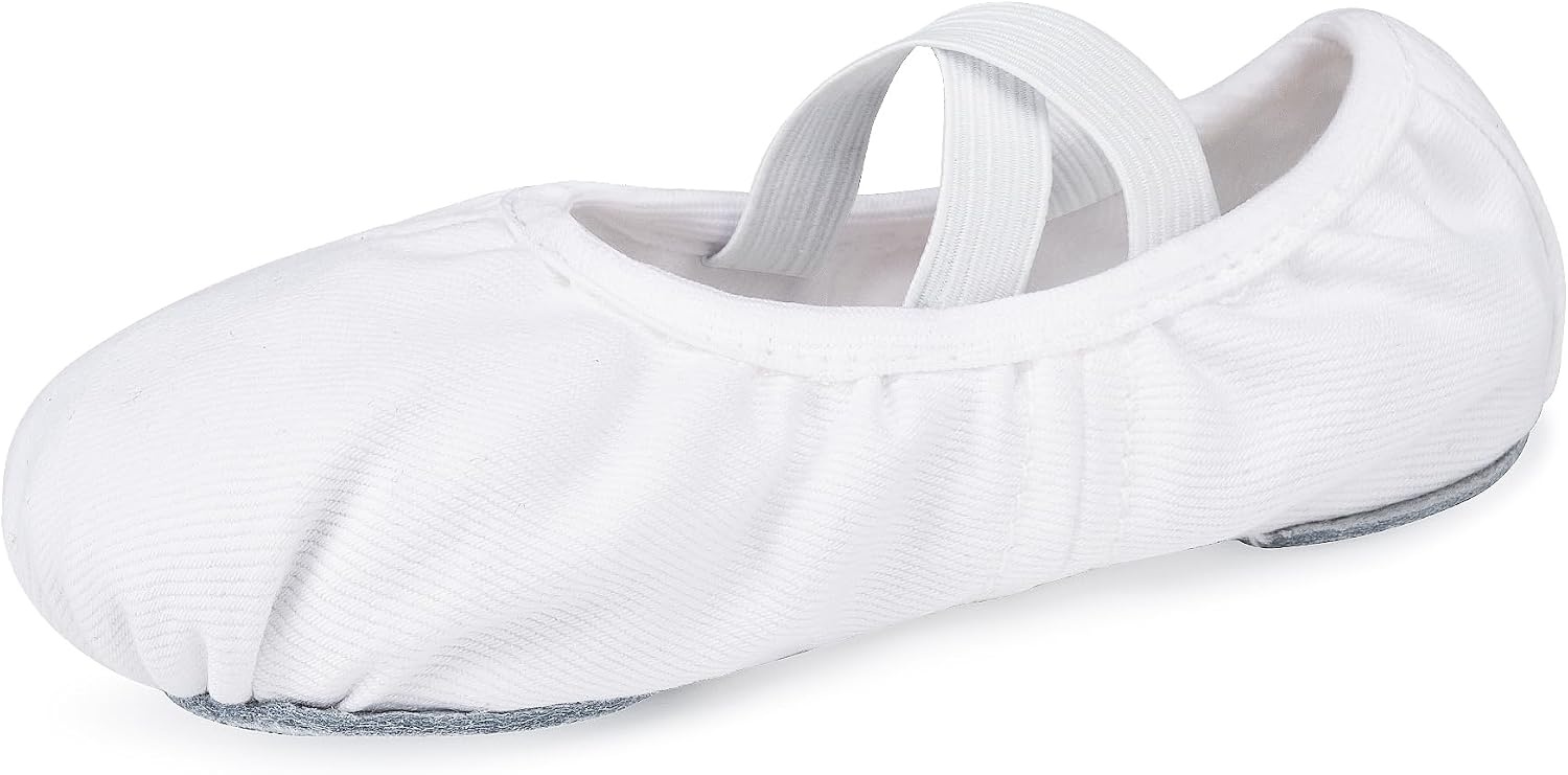 Stelle Ballet Shoes Toddler Slippers Highly Elastic Canvas Girls Ballerina Dance Shoes for Toddler/Little Kid/Big Kid/Women(White)