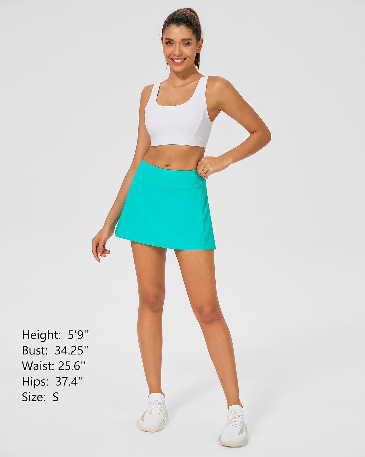 Stelle Women Tennis Skirt Golf Skorts Athletic High Waisted with Pockets Inner Shorts Sport Workout Pleated Pickleball(Turquoise)