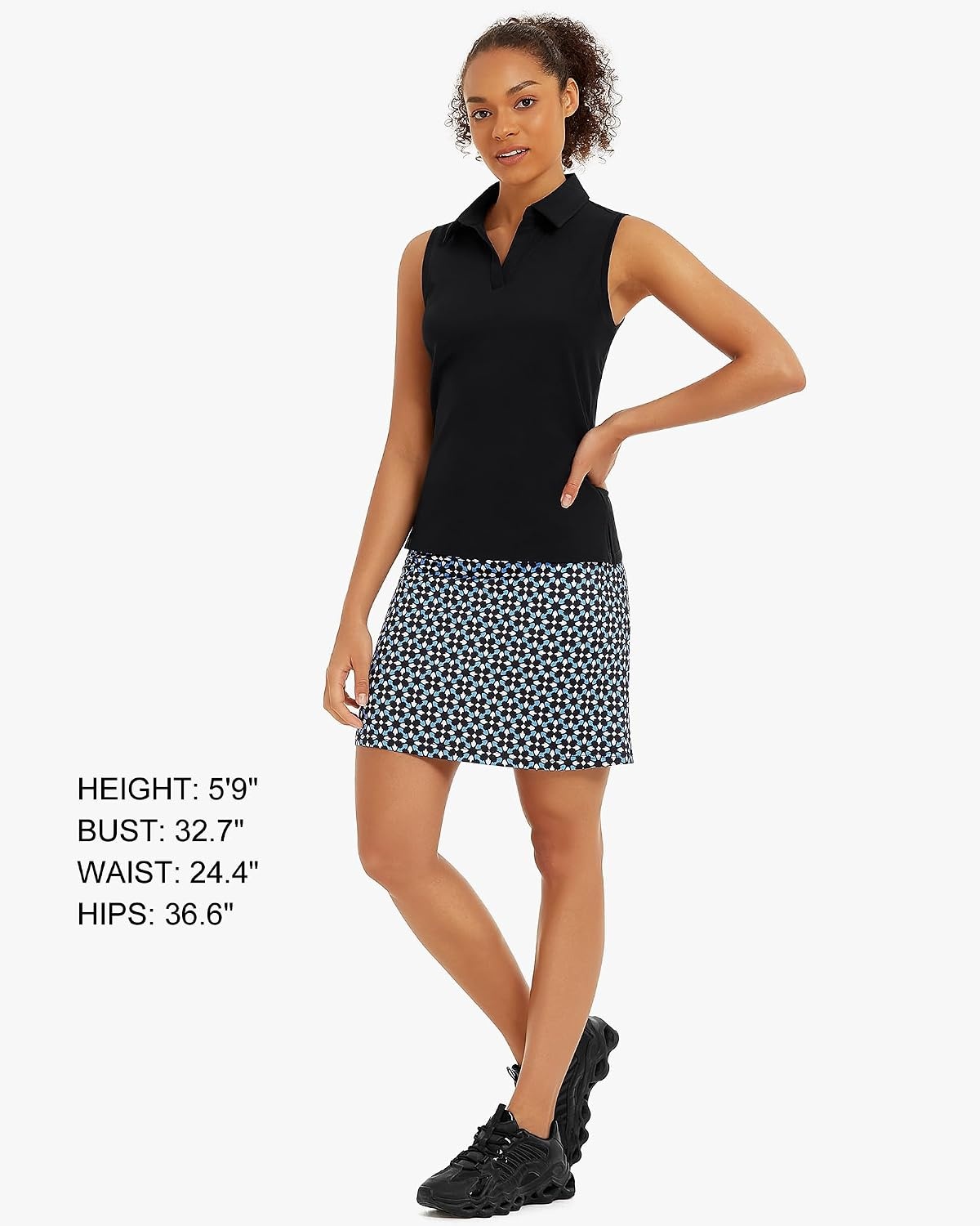 Stelle Women’s Sleeveless Golf Polo Shirts UPF 50+ Collared V Neck Dry Fit Lightweight Workout Tennis Tank Tops(Black)