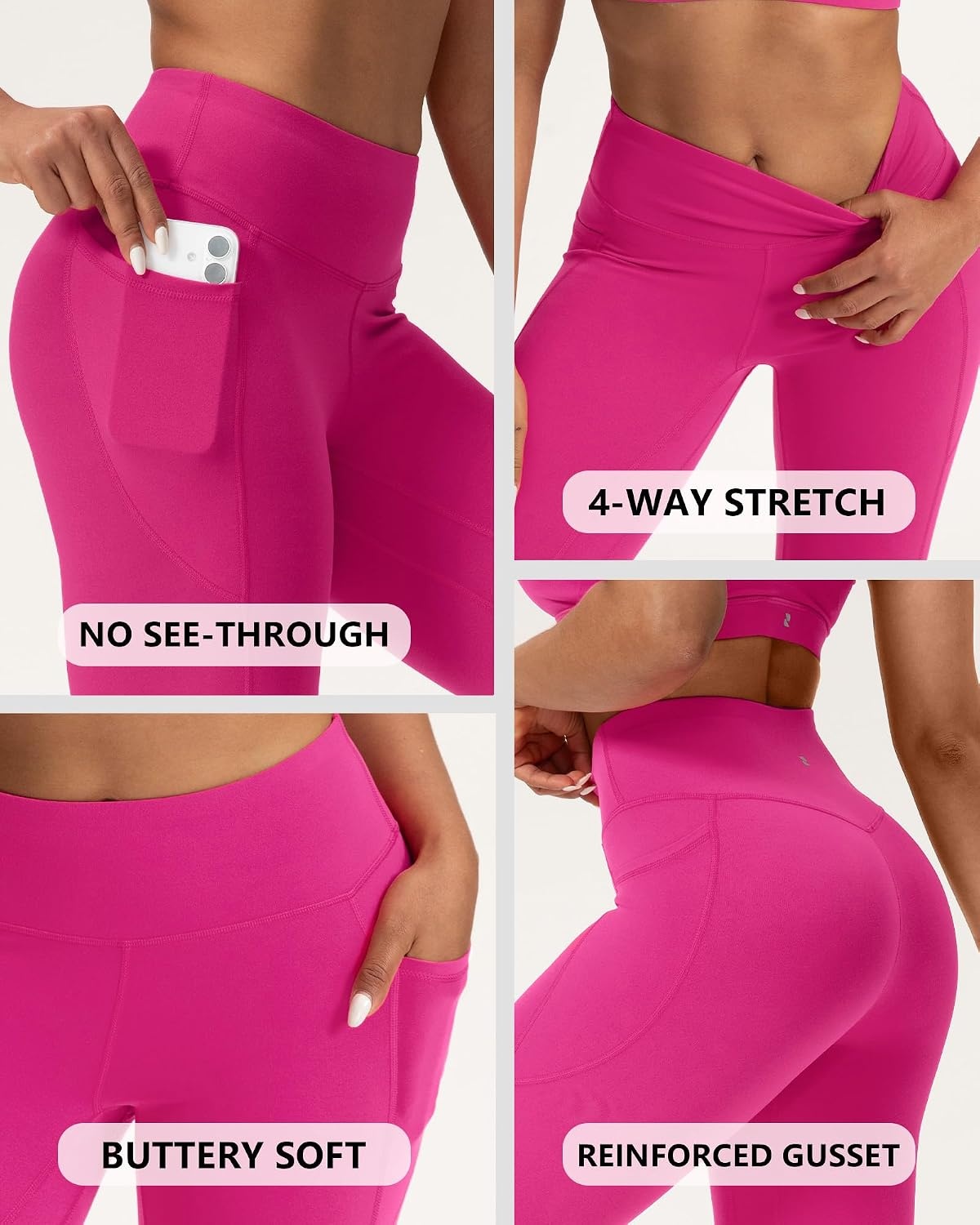 Stelle Leggings for Women with Pockets Workout Butt Lifting Yoga Pants | Flattering mid-waisted fit, Buttery soft, Four-way stretch, Breathable, 2 Side pockets, Fitness, Workout, Active performance(Dreamhouse Pink)