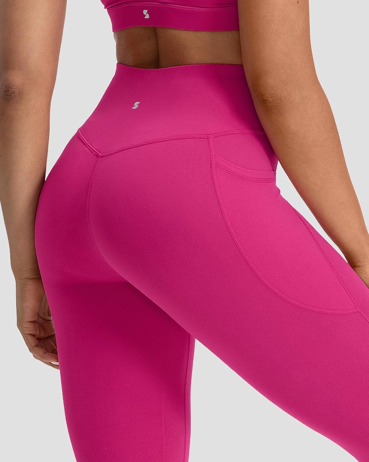 Stelle Leggings for Women with Pockets Workout Butt Lifting Yoga Pants | Flattering mid-waisted fit, Buttery soft, Four-way stretch, Breathable, 2 Side pockets, Fitness, Workout, Active performance(Dreamhouse Pink)