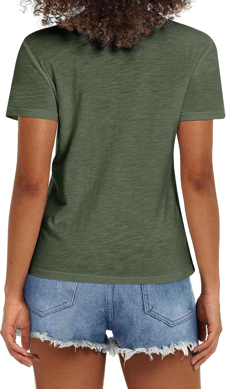 Stelle Women’s Classic Crewneck T-Shirt Cotton Modal Casual Everyday Top(Army Green)