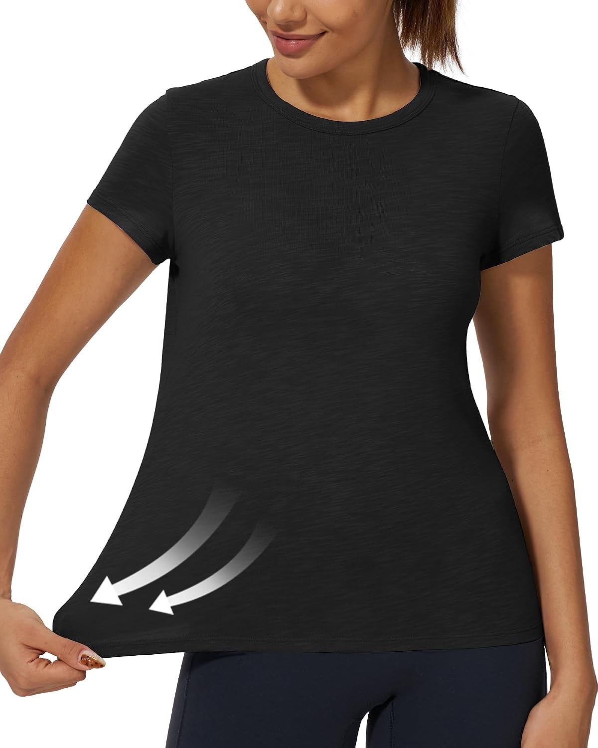 Stelle Womens Modal Soft Crewneck Short Sleeve T Shirts Basic Tees | Breathable,Cotton Blend,Loose Fit,Lightweight,Casual,Layering essential,Streetwear,Summer Outfits(Black)