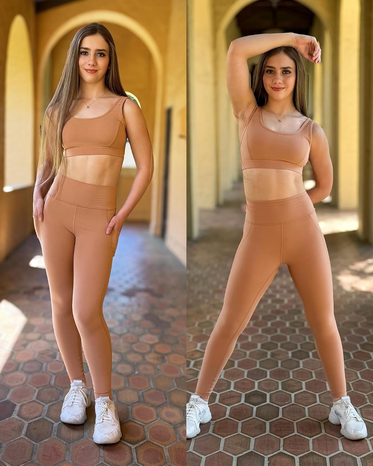Stelle High Waisted Yoga Leggings with Pockets, Buttery Soft Workout Yoga Pants for Women Tummy Control Running Gym(Brushed Buttery Soft-autum Clay)