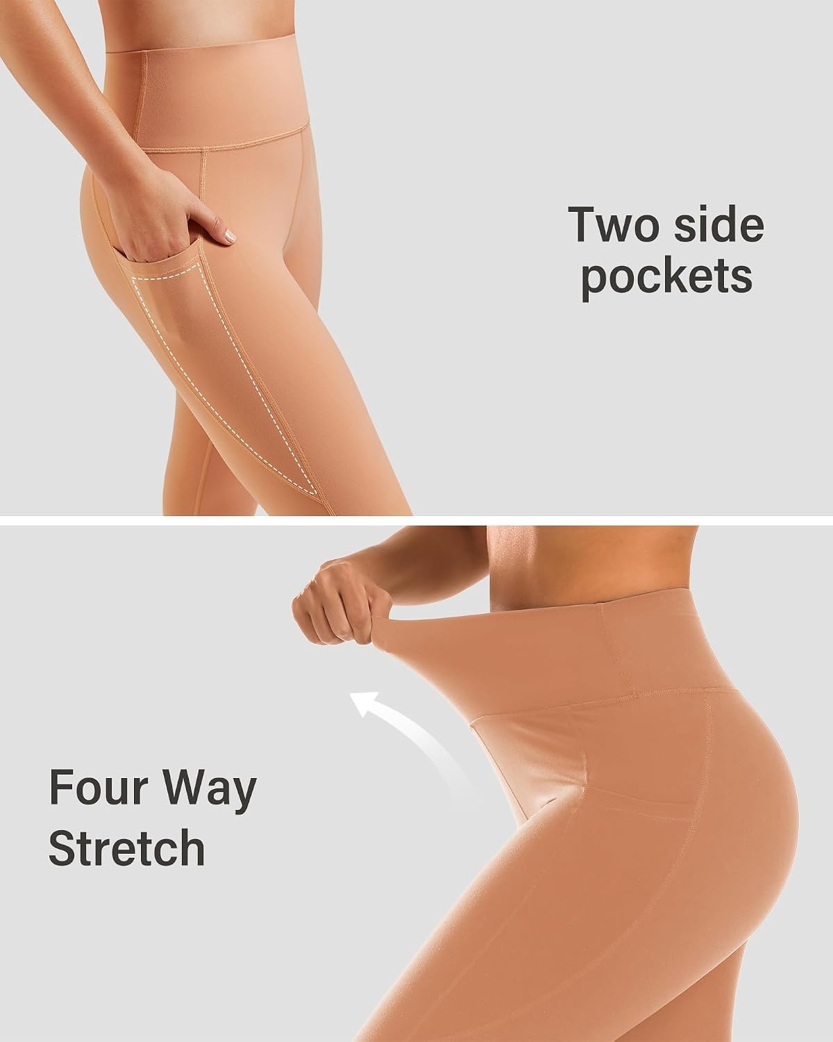 Stelle High Waisted Yoga Leggings with Pockets, Buttery Soft Workout Yoga Pants for Women Tummy Control Running Gym(Brushed Buttery Soft-autum Clay)