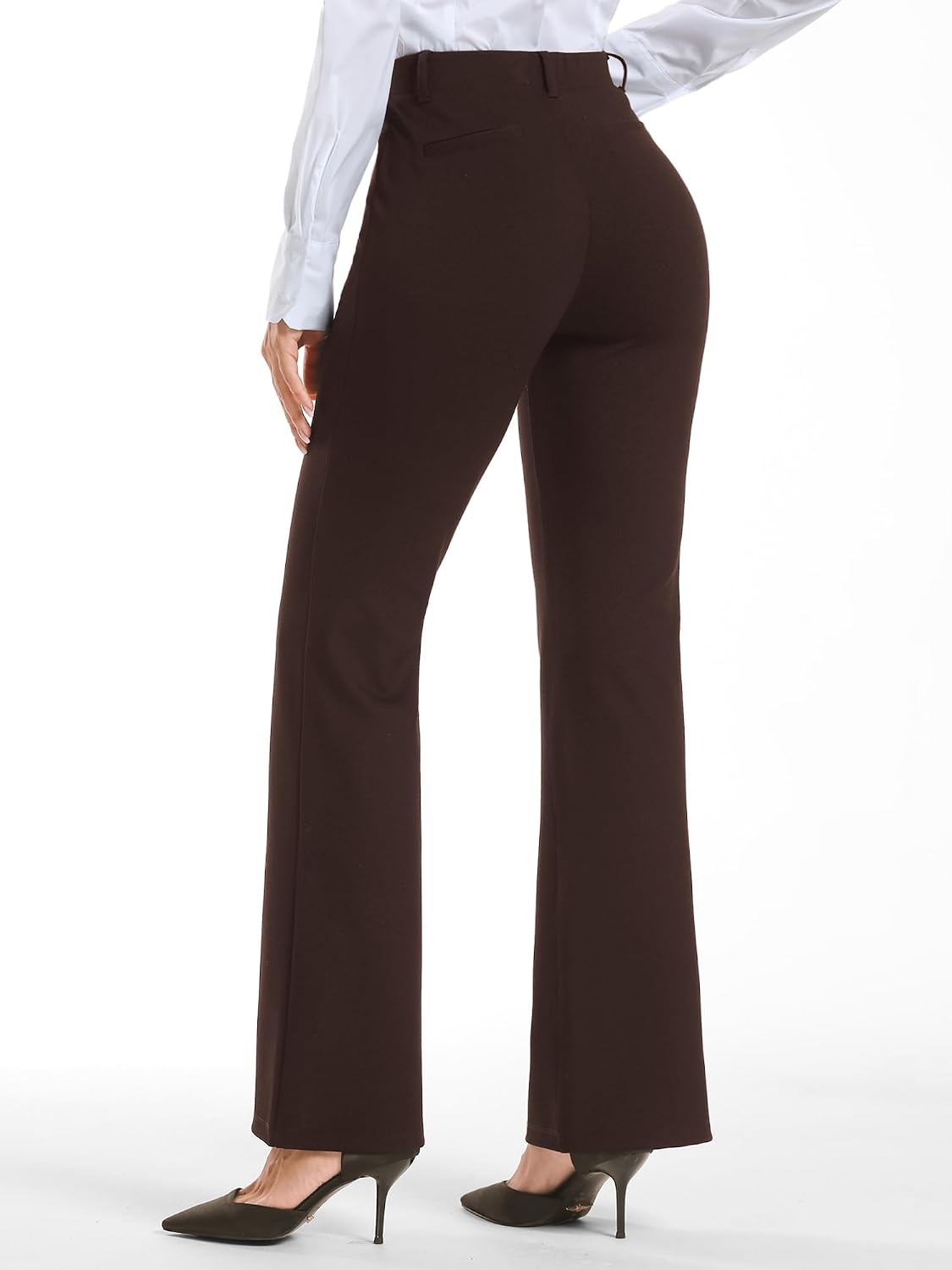 Stelle Womens Bootcut Stretch Dress Work Pants Slacks with Pockets Pull On | Business Casual Office Slacks, 4-Way Stretch Non-See-Through Fabric, Front Pockets, 28″/30″/32″ Inseam Options(Coffee)