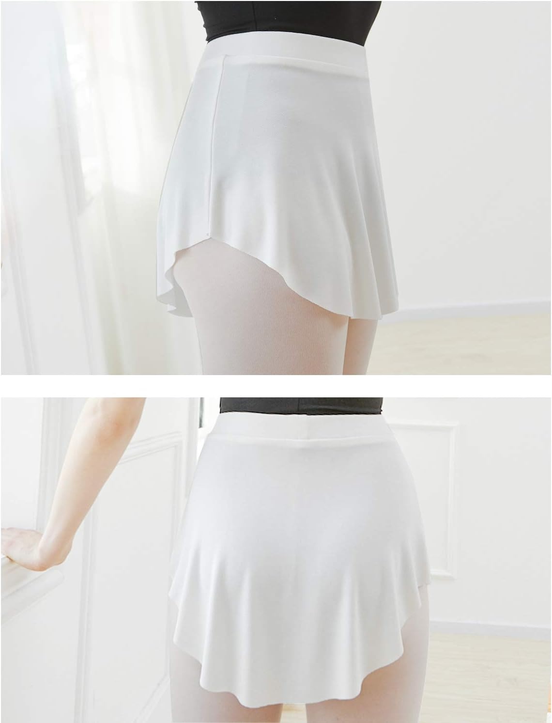 Stelle Ballet Skirt Women Dance Wrap Pull-On Skirts for Adult(White)