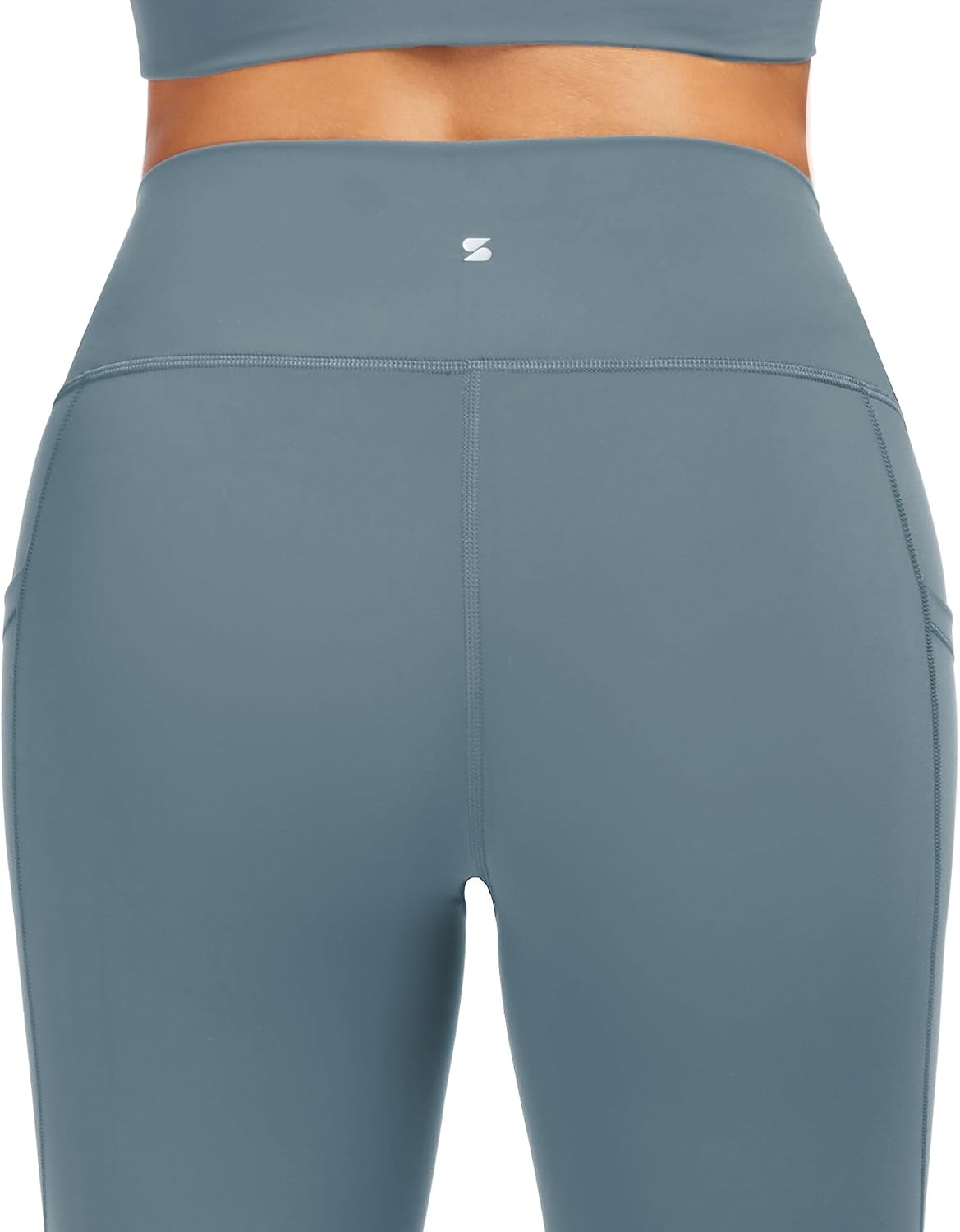 Stelle High Waisted Yoga Leggings with Pockets, Buttery Soft Workout Yoga Pants for Women Tummy Control Running Gym(Brushed Buttery Soft-gray Sage)