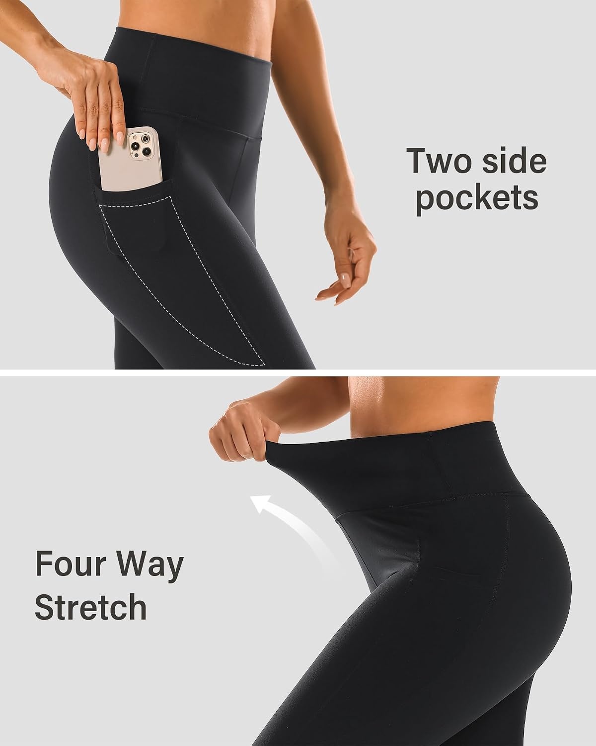 Stelle High Waisted Yoga Leggings with Pockets, Buttery Soft Workout Yoga Pants for Women Tummy Control Running Gym(1-brushed Buttery Soft-black)