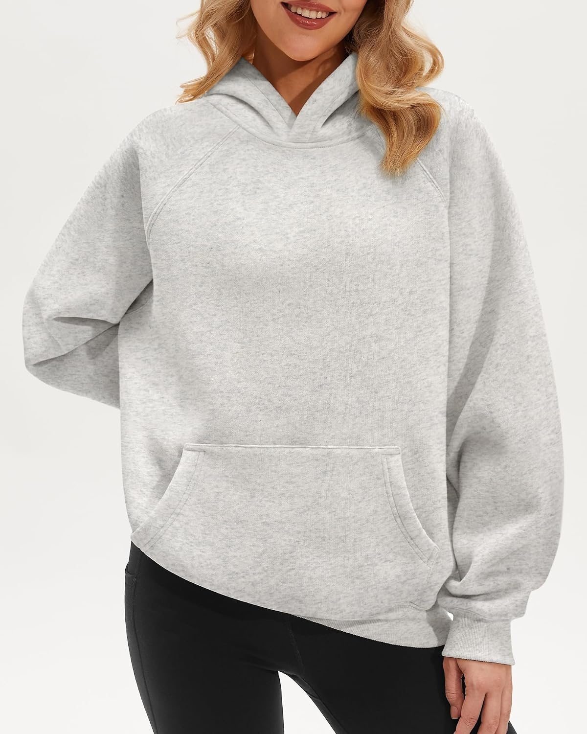 Stelle Women’s Oversized Fleece Hoodies Long Sleeve Casual Sweatshirt(Light Heather Grey)