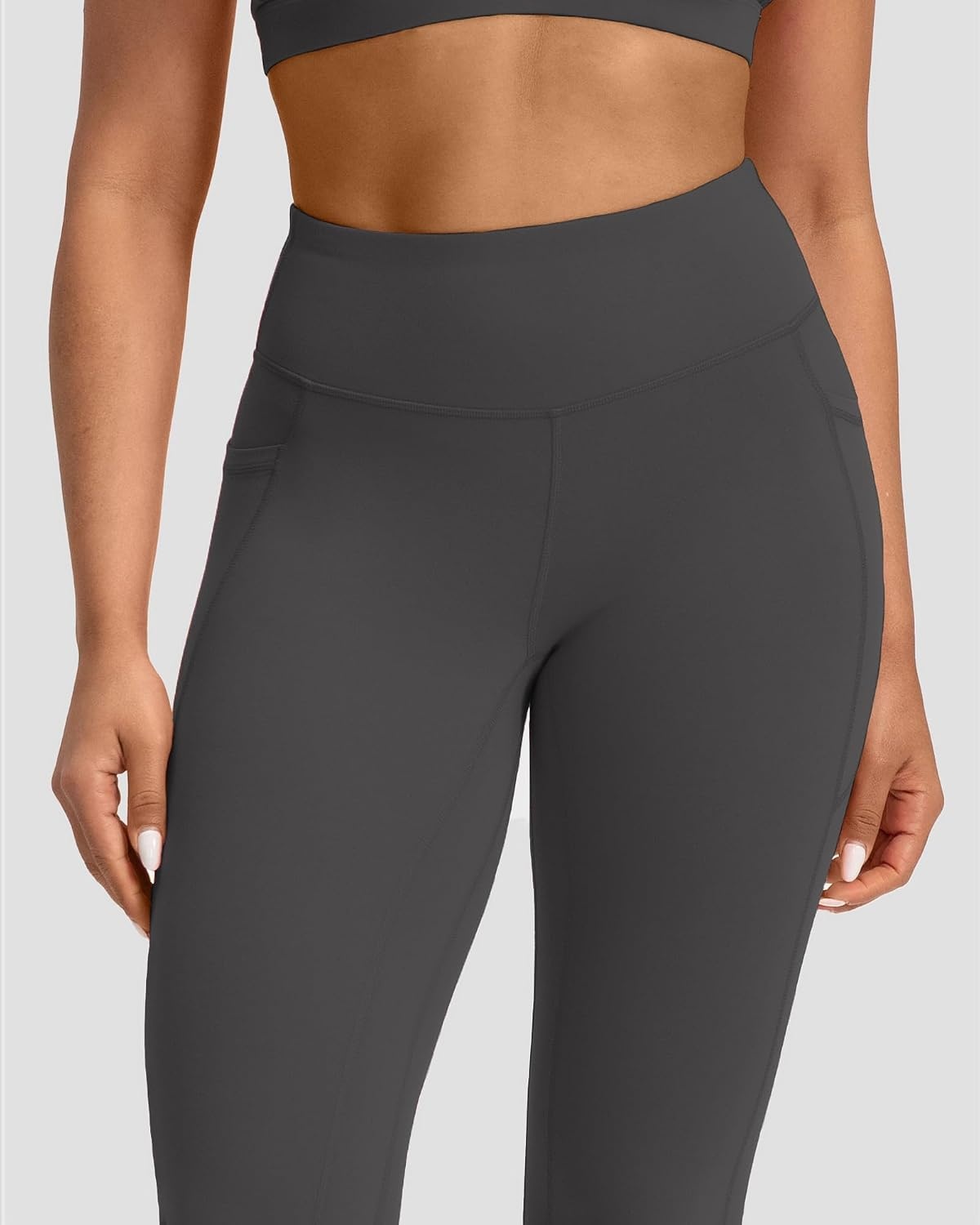 Stelle Leggings for Women with Pockets Workout Mid Waisted Yoga Pants | Flattering mid-waisted fit, Buttery soft, Four-way stretch, Breathable, 2 Side pockets, Fitness, Workout, Active performance(Charcoal)