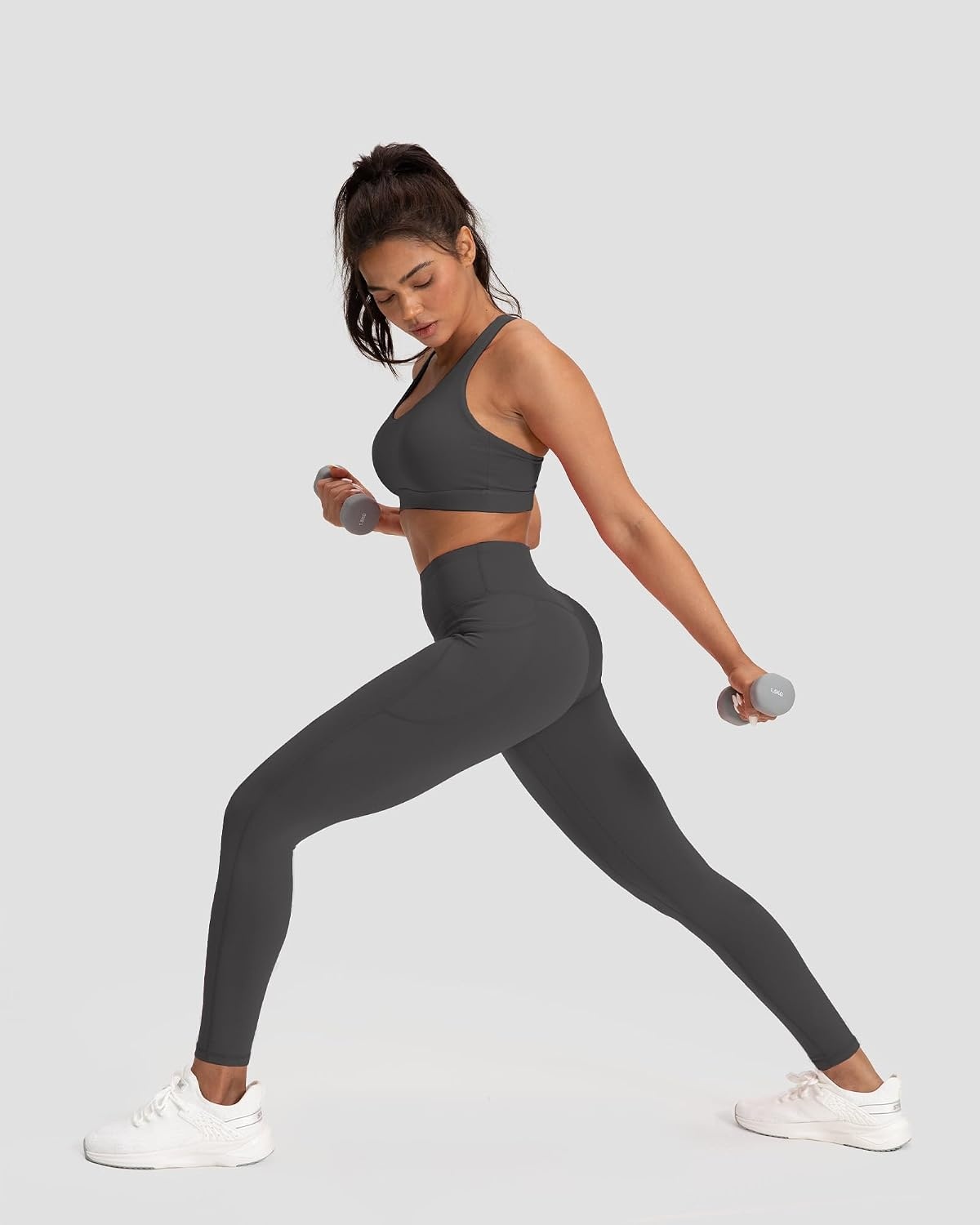 Stelle Leggings for Women with Pockets Workout Mid Waisted Yoga Pants | Flattering mid-waisted fit, Buttery soft, Four-way stretch, Breathable, 2 Side pockets, Fitness, Workout, Active performance(Charcoal)