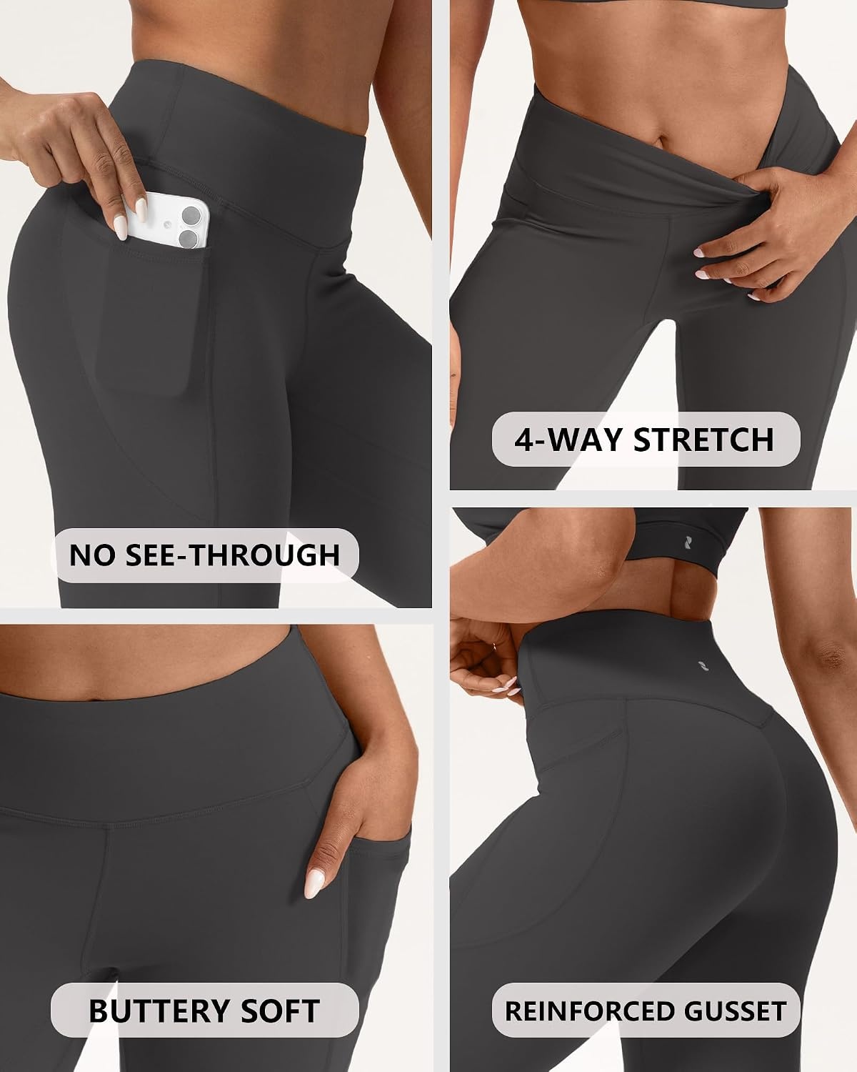 Stelle Leggings for Women with Pockets Workout Mid Waisted Yoga Pants | Flattering mid-waisted fit, Buttery soft, Four-way stretch, Breathable, 2 Side pockets, Fitness, Workout, Active performance(Charcoal)