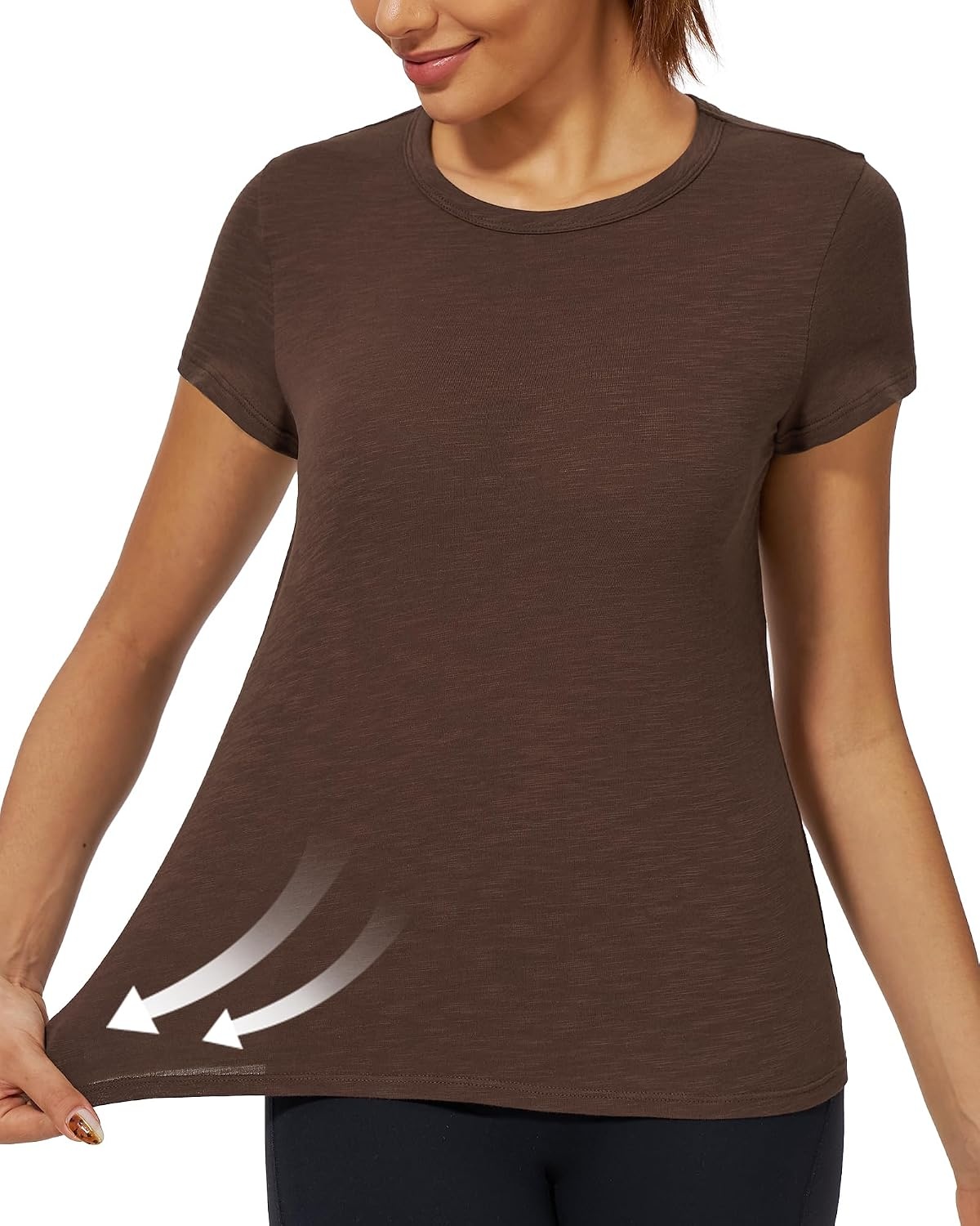 Stelle Womens Modal Soft Crewneck Short Sleeve T Shirts Basic Tees(Cocoa)