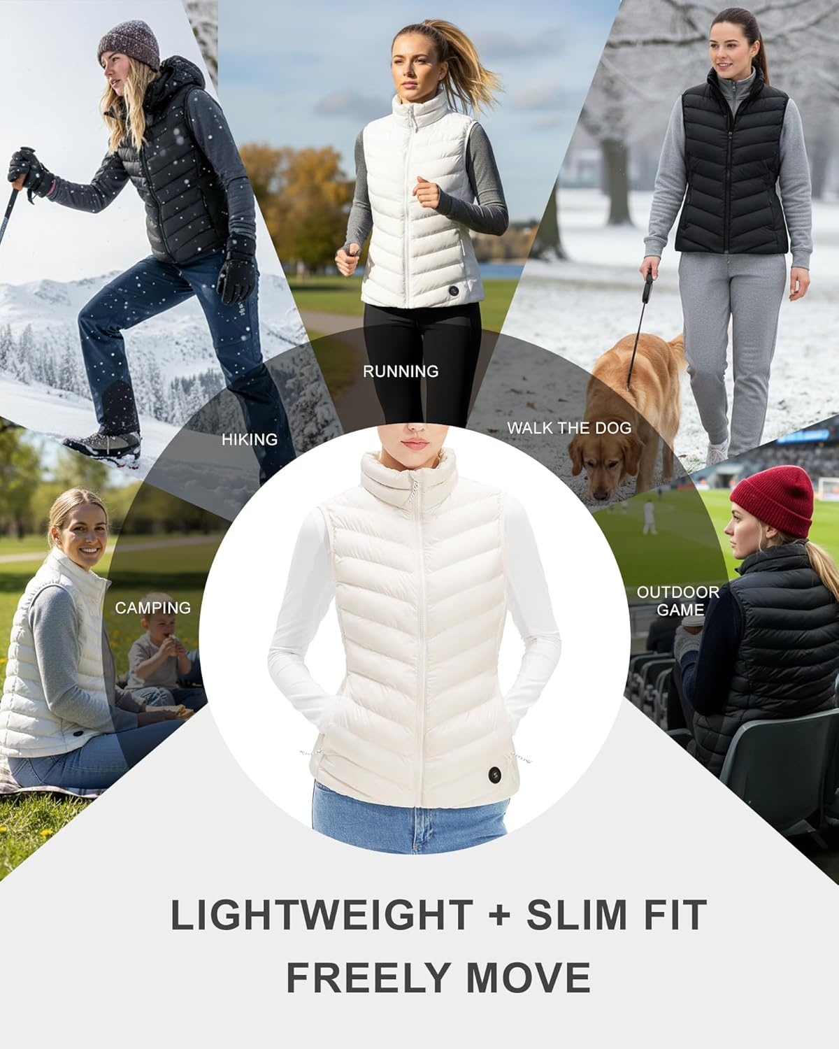 Stelle Heated Vest Women, (Power Bank Not Included) Smart Warming Electric Heating Puffer Vest Lightweight Fleece(Black)