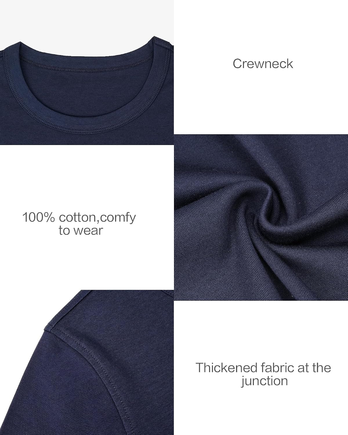 Stelle Women’s Cotton T-Shirts Crewneck Short Sleeve Basic Tees Summer Casual Solid Crop Tops(Navy)