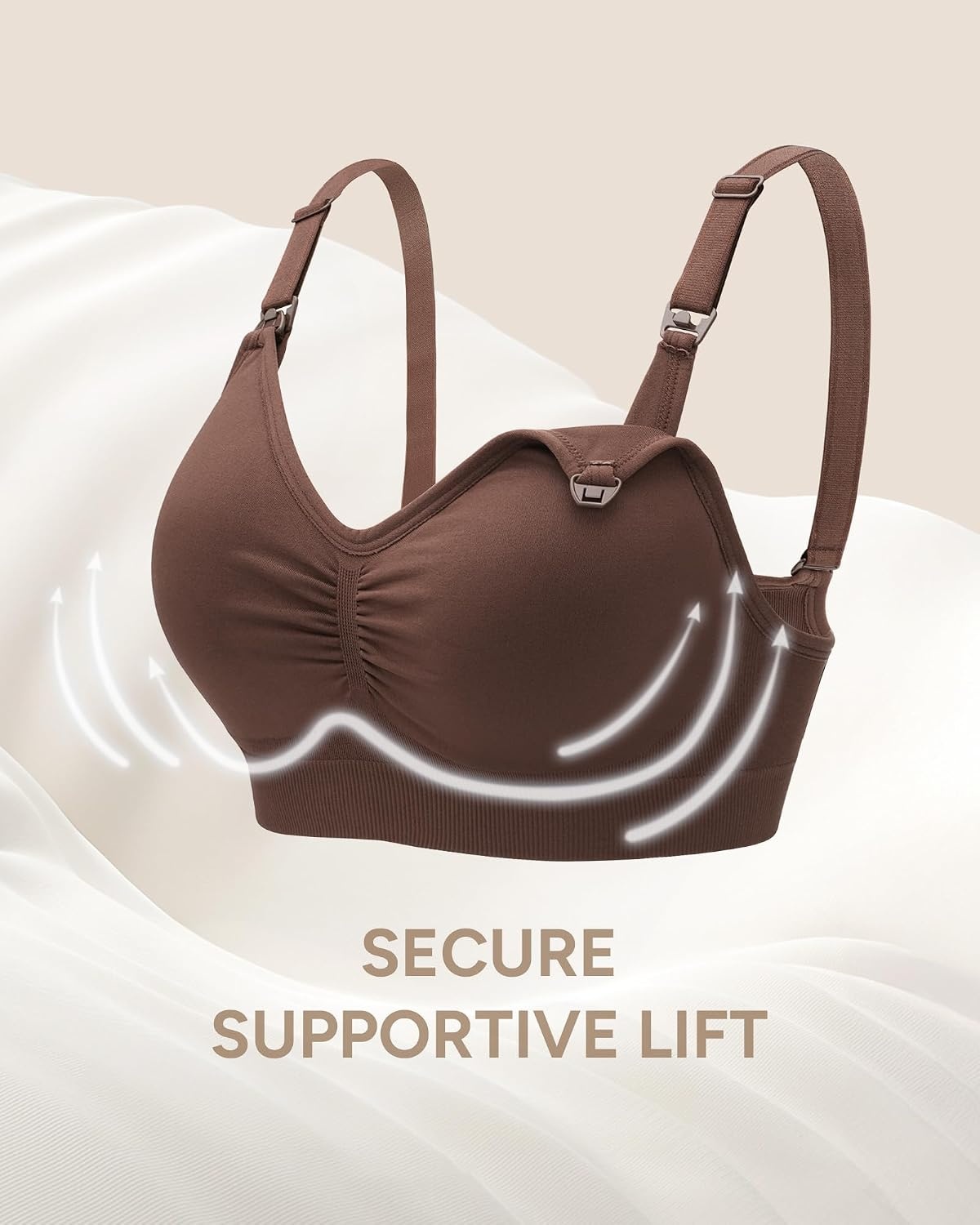 Stelle Nursing Bras Maternity Bralette Seamless for Breastfeeding(Black+almond+cocoa)