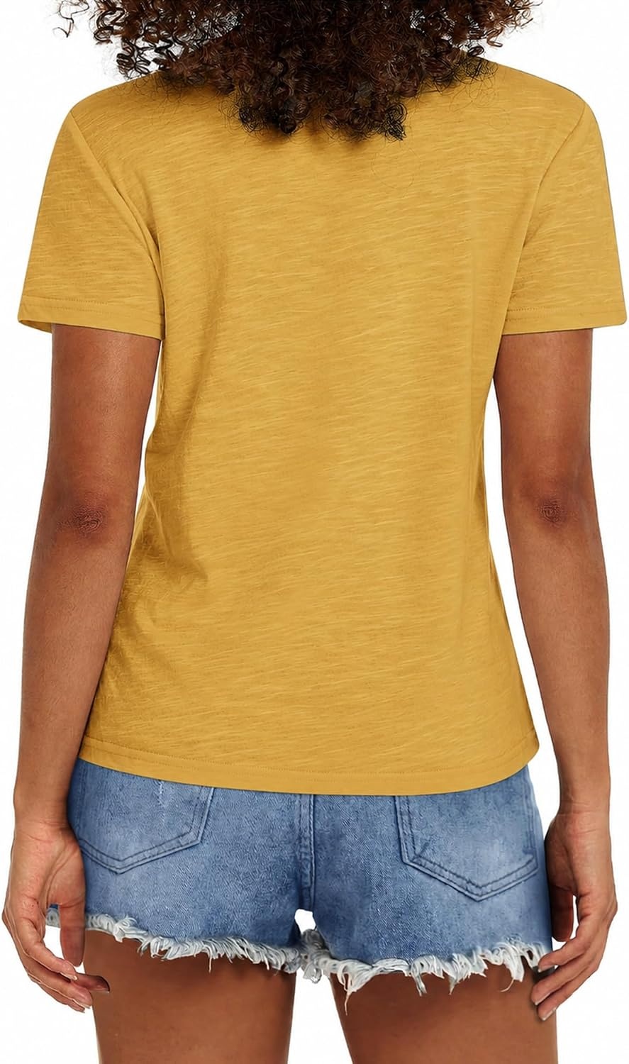 Stelle Women’s Classic Crewneck T-Shirt Cotton Modal Casual Everyday Top(Mustard)