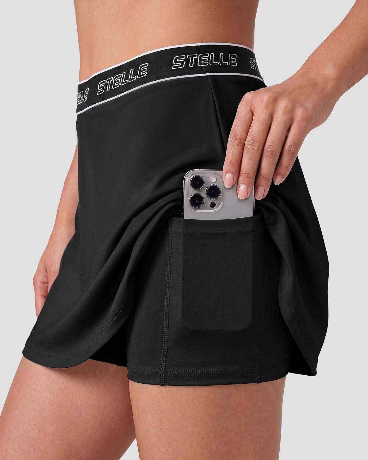 Stelle Women Skort High Waisted Tennis Skirt with Pockets Athletic Skorts for Sports Running Pickleball Skater(Black)