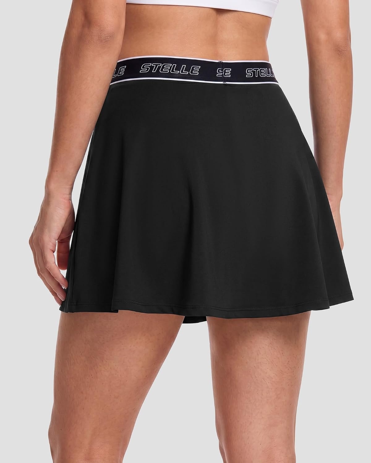 Stelle Women Skort High Waisted Tennis Skirt with Pockets Athletic Skorts for Sports Running Pickleball Skater(Black)