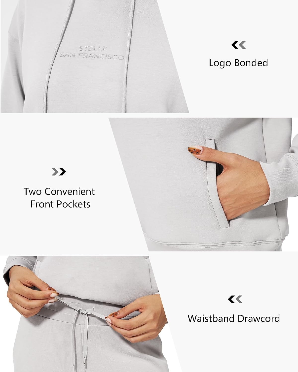 Stelle Sweat Suits for Womens 2 Piece Sweat Set Long Sleeve Hoodie Sweatsuits Sets Drawstring Sweatpants with Pockets(Light Grey)