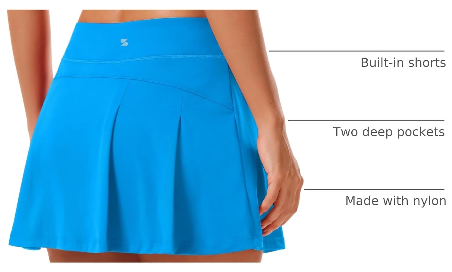 Stelle Women Tennis Skirt High Waisted Athletic Golf Skorts with Pockets | Tummy Control, Built-In Shorts, Deep Pockets, Pleated, Breathable, Lightweight, Tennis, Golf, Pickleball, Running, Workout(Smurf Blue)