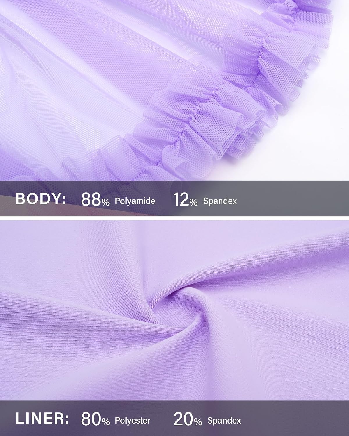 Stelle Womens Tiered Ruffle Tennis Athletic Skirts with Built in Shorts(Lilac)