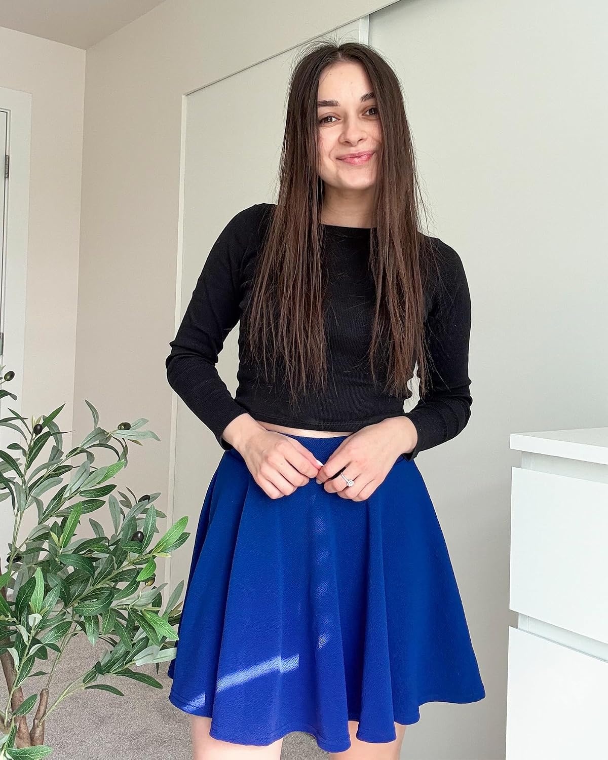 Stelle Women’s Casual Skort with Shorts Basic Versatile Stretchy Flared Pleated Skater Mini Skirts(Royal Blue)