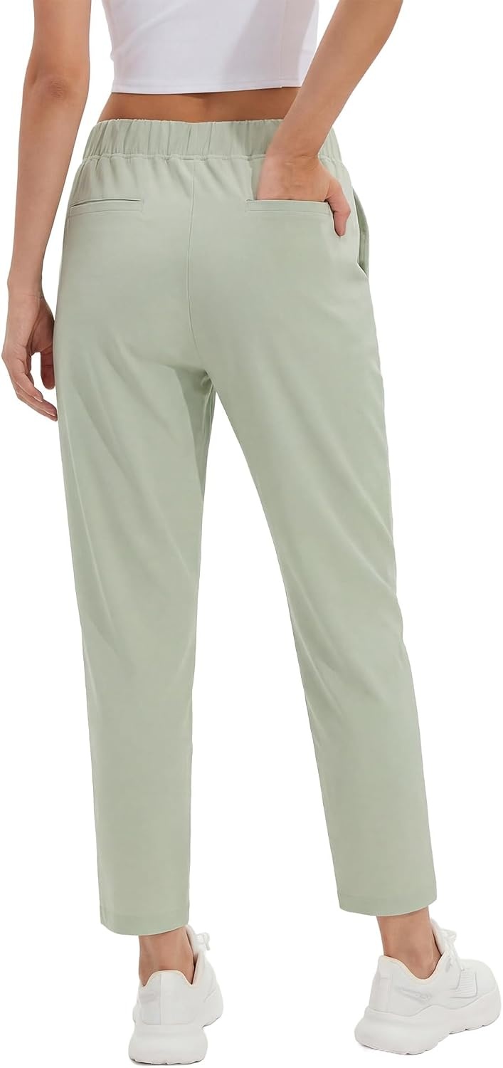 Stelle Women’s Work Pants Stretchy 7/8 Ankle Dress Pants for Women Business Casual Tapered Slacks for Teacher, Golf, Travel(Sage Mist)