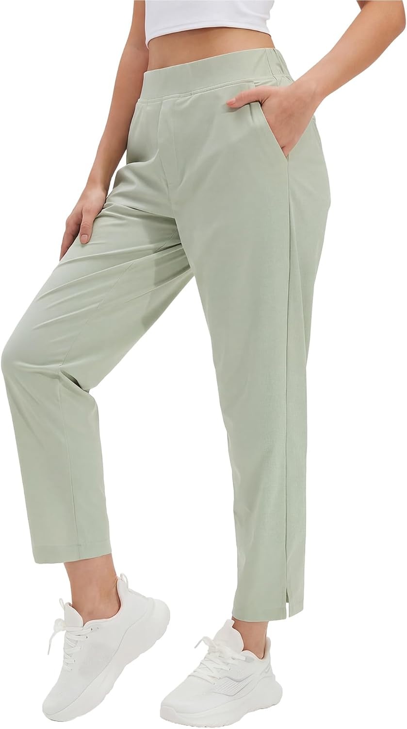 Stelle Women’s Work Pants Stretchy 7/8 Ankle Dress Pants for Women Business Casual Tapered Slacks for Teacher, Golf, Travel(Sage Mist)