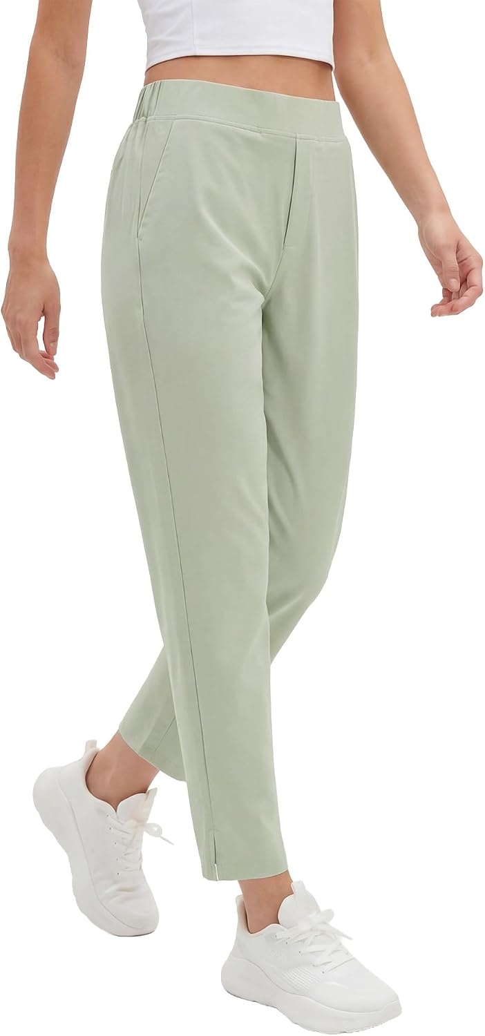 Stelle Women’s Work Pants Stretchy 7/8 Ankle Dress Pants for Women Business Casual Tapered Slacks for Teacher, Golf, Travel(Sage Mist)