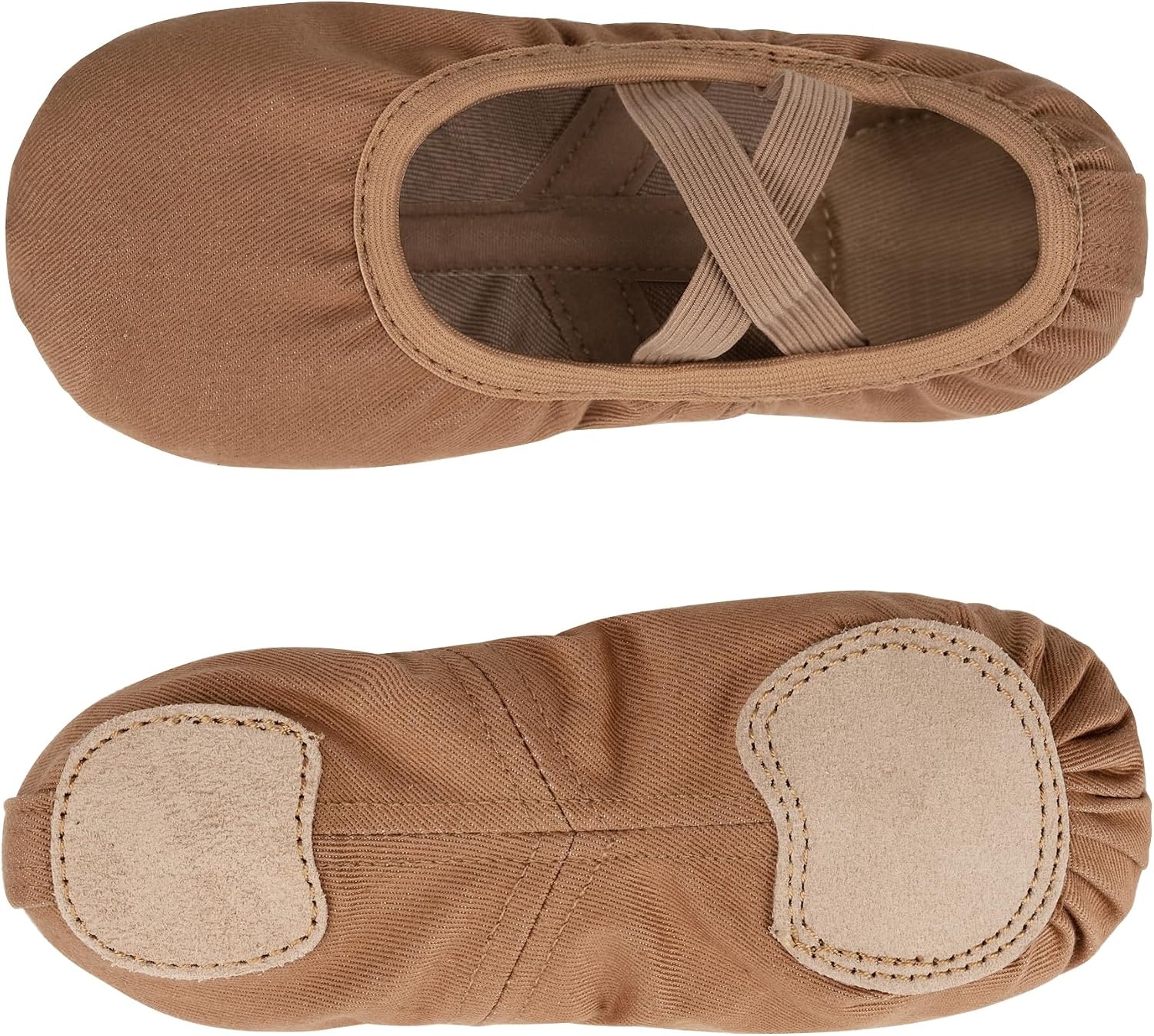 Stelle Ballet Shoes Toddler Slippers Highly Elastic Canvas Girls Ballerina Dance Shoes for Toddler/Little Kid/Big Kid/Women(Tan)