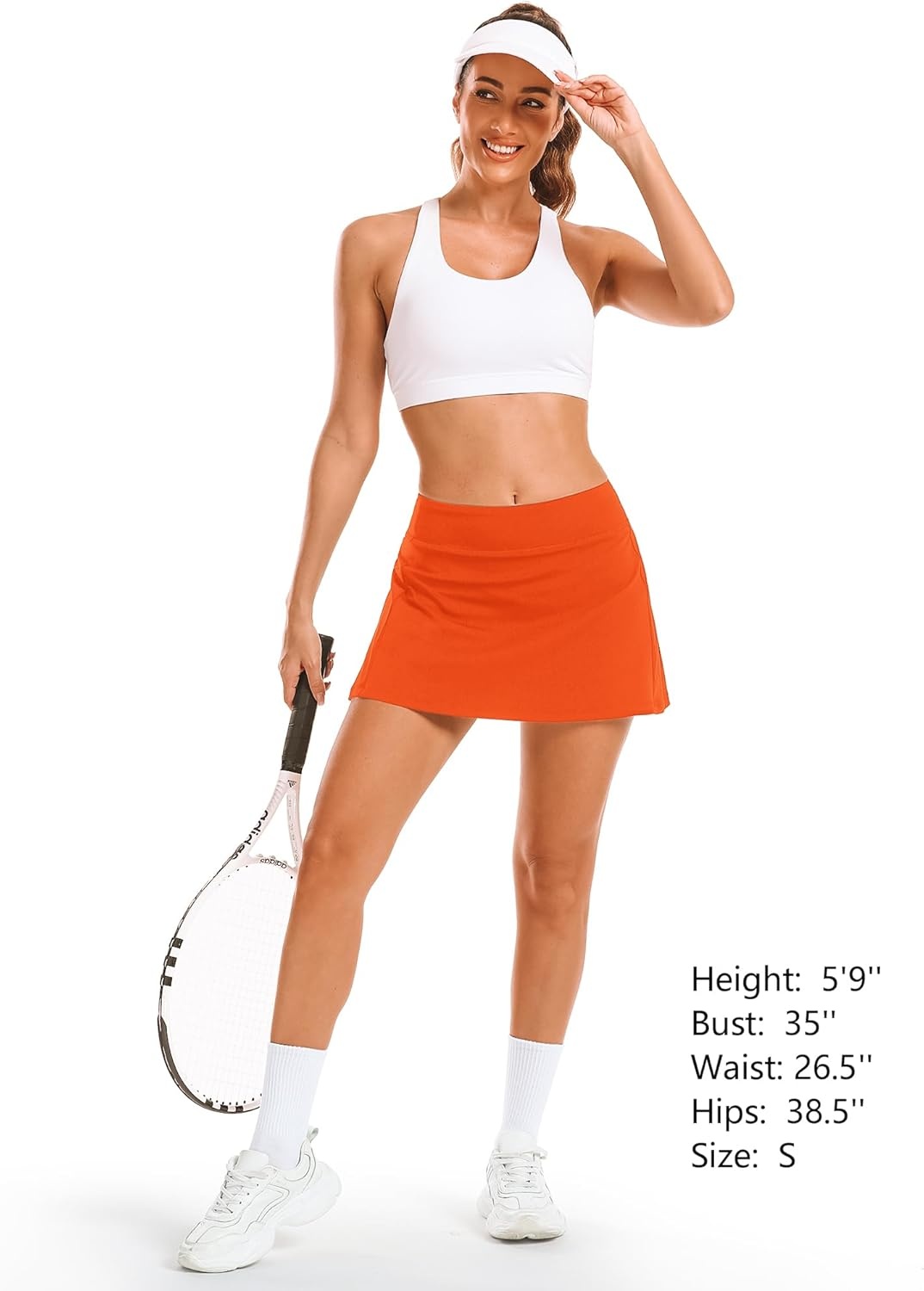 Stelle Women’s Tennis Golf Skirts High Waisted with Pockets Inner Shorts for Athletic Skorts Sports Running Pickleball(Orange)