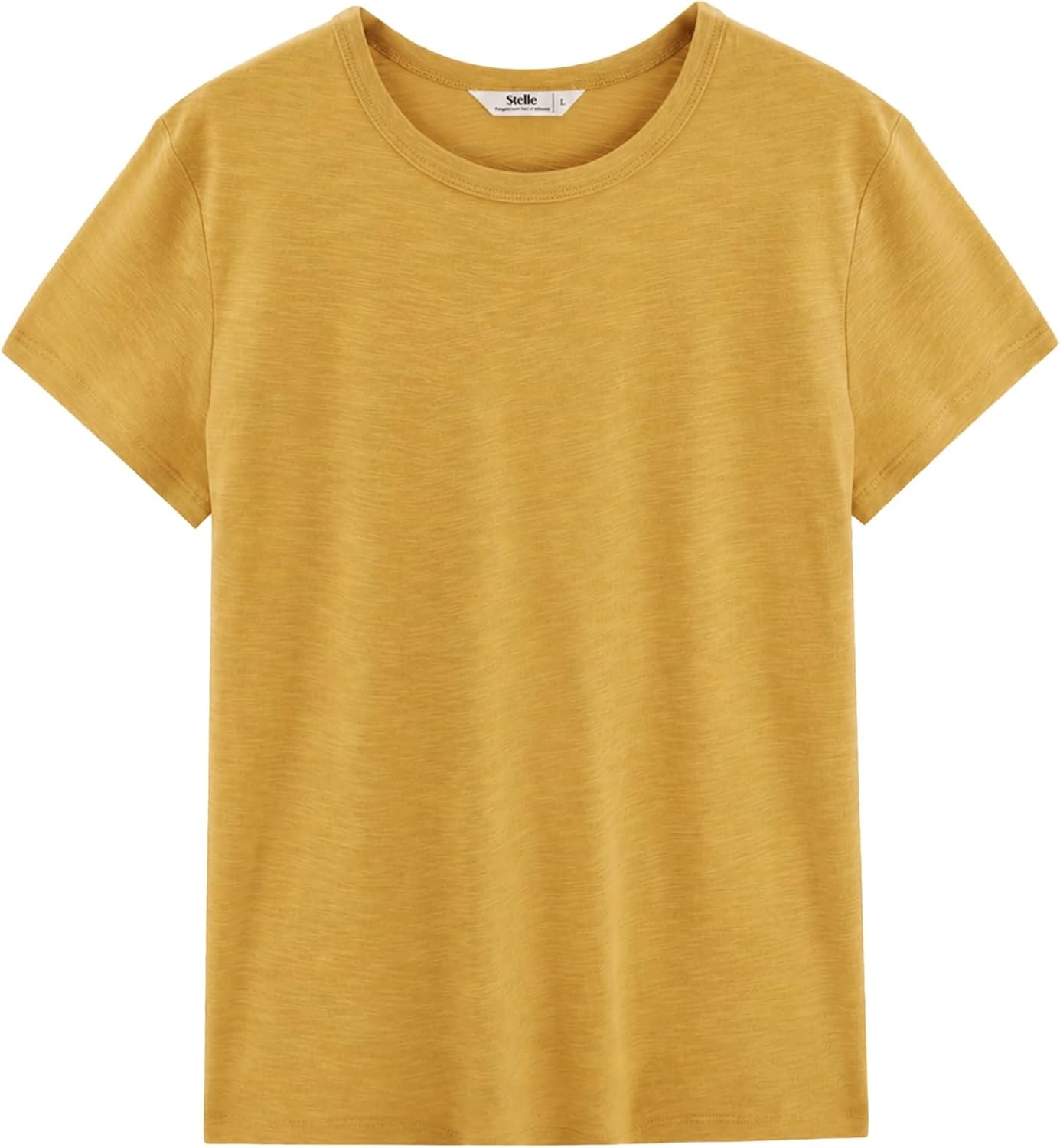 Stelle Womens Modal Soft Crewneck Short Sleeve T Shirts Summer Casual Basic Tops Tees(Mustard)