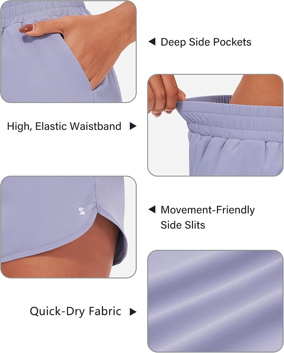 Stelle Womens 3″ Running Shorts Mesh Liner High Waisted Workout Shorts Quick Dry Dolphin Athletic Shorts with Pockets(Purple Haze)