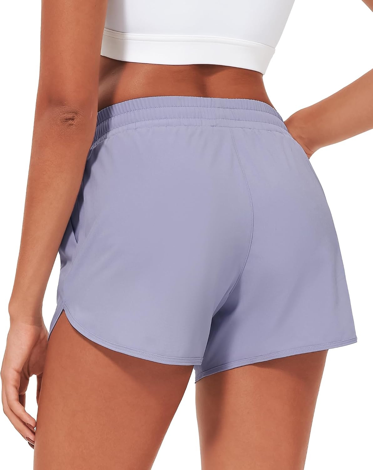 Stelle Womens 3″ Running Shorts Mesh Liner High Waisted Workout Shorts Quick Dry Dolphin Athletic Shorts with Pockets(Purple Haze)