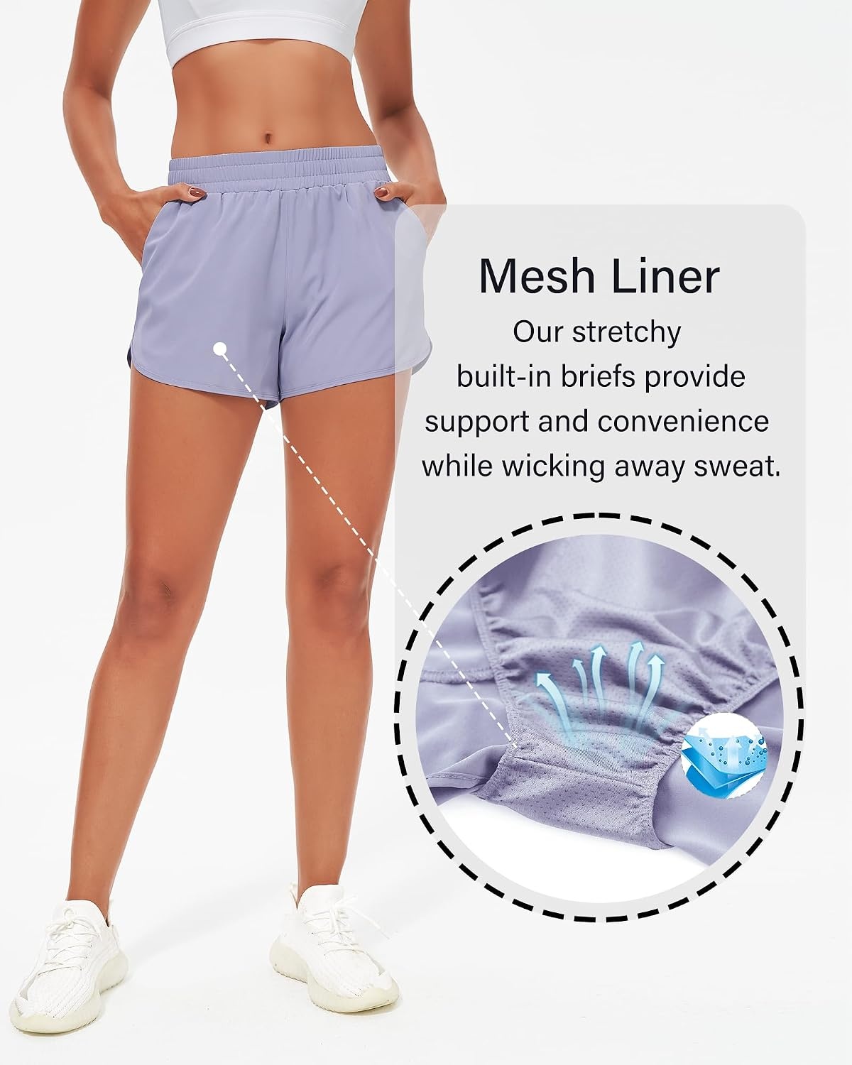 Stelle Womens 3″ Running Shorts Mesh Liner High Waisted Workout Shorts Quick Dry Dolphin Athletic Shorts with Pockets(Purple Haze)