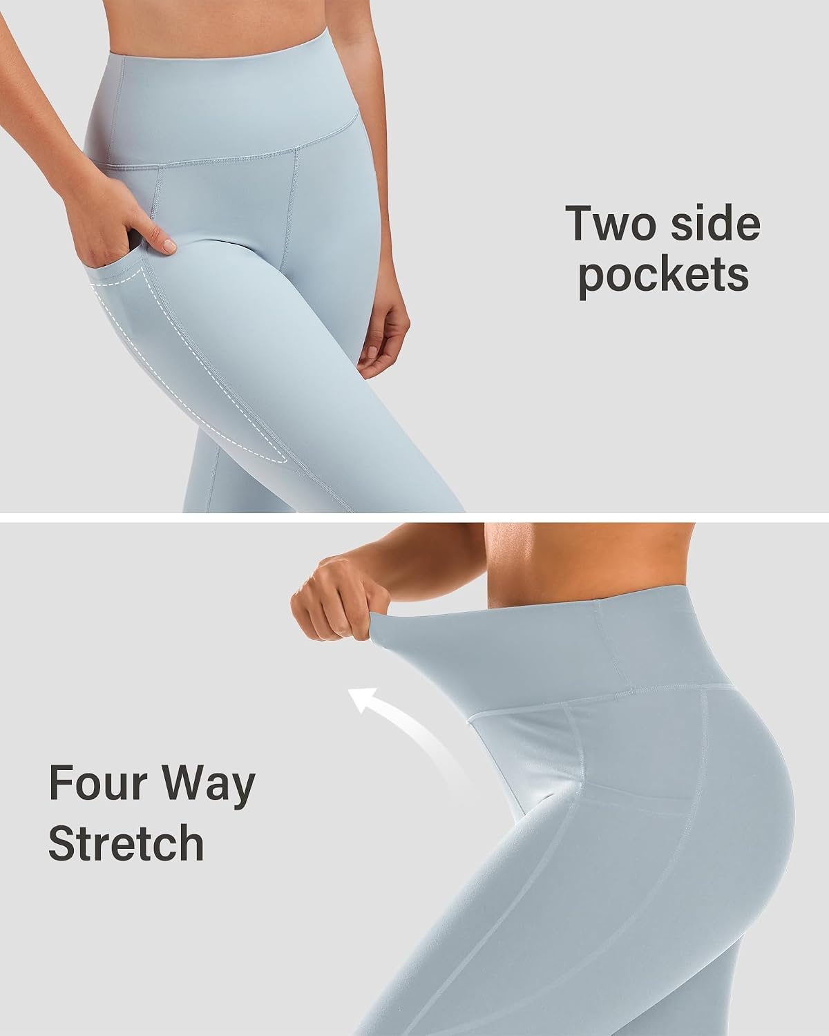 Stelle High Waisted Yoga Leggings with Pockets, Buttery Soft Workout Yoga Pants for Women Tummy Control Running Gym(Brushed Buttery Soft-steel Blue)