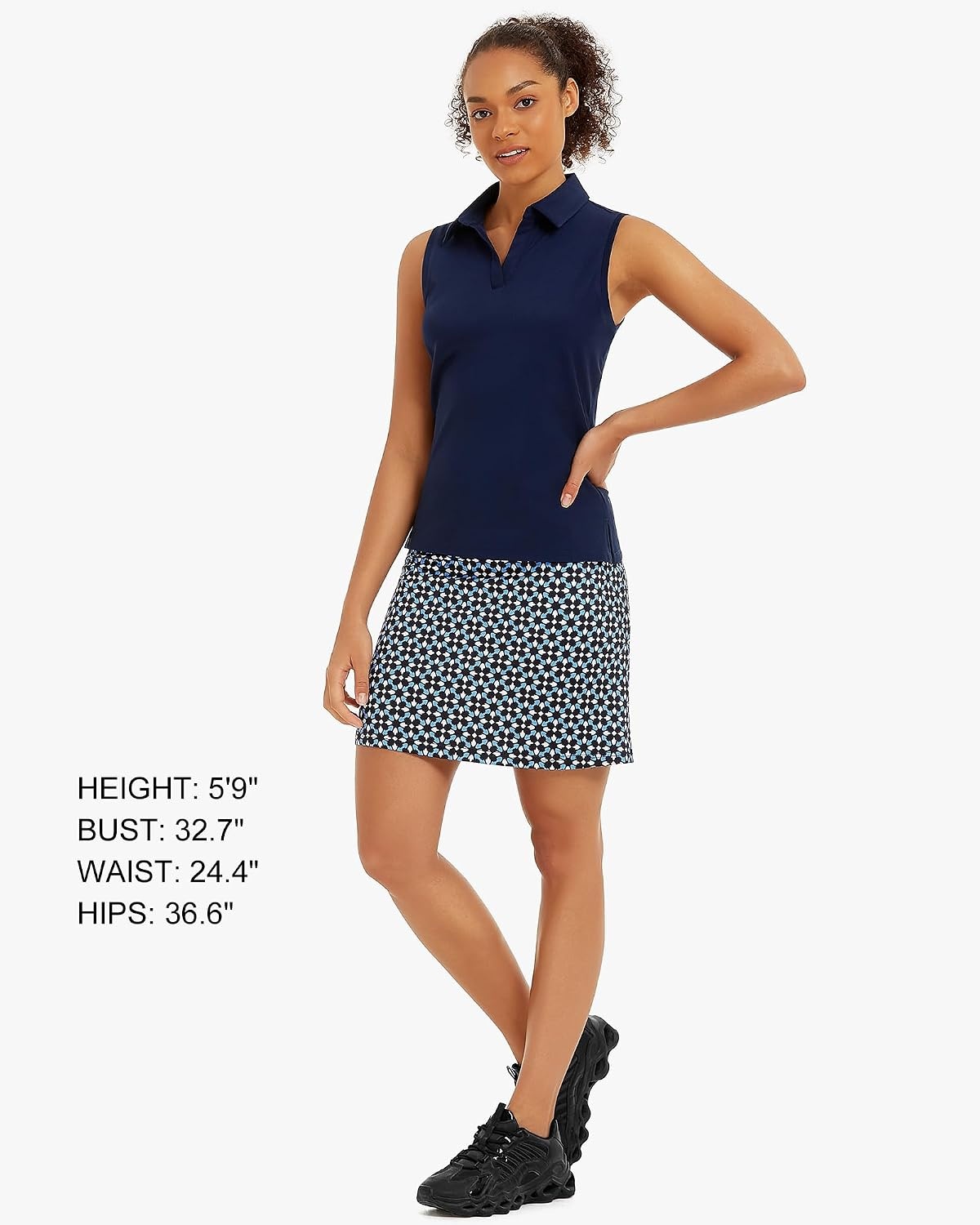 Stelle Women’s Sleeveless Golf Polo Shirts UPF 50+ Collared V Neck Dry Fit Lightweight Workout Tennis Tank Tops(Navy)