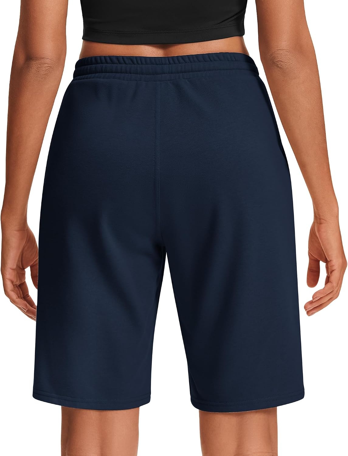 Stelle Women’s Cotton Bermuda Shorts 10″ Long Knee Length Comfy Sweat Shorts with Deep Pockets Lounge Casual Summer(10″ Navy)