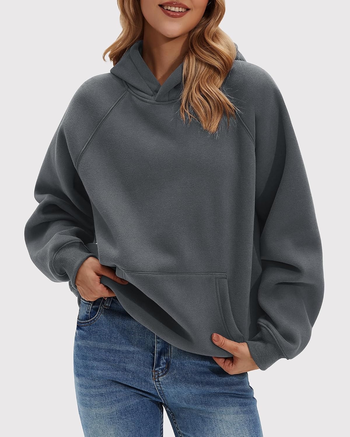 Stelle Women’s Oversized Fleece Hoodies Long Sleeve Casual Sweatshirt | Cozy Loose Fit Ultra Soft Fleece Pullover Offers Effortless Style for 2026 Fall and Winter Everyday Layering(Charcoal)