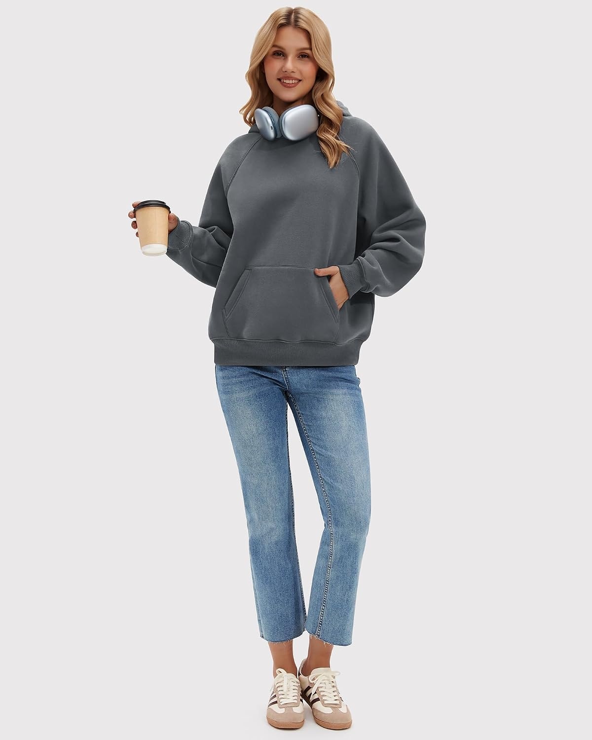 Stelle Women’s Oversized Fleece Hoodies Long Sleeve Casual Sweatshirt | Cozy Loose Fit Ultra Soft Fleece Pullover Offers Effortless Style for 2026 Fall and Winter Everyday Layering(Charcoal)