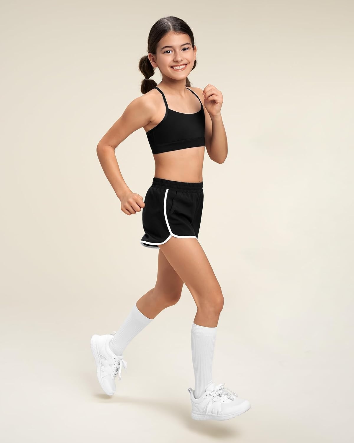 Stelle Girls Y Back Sports Bra for Dance Running Gymnastics Training(Black)