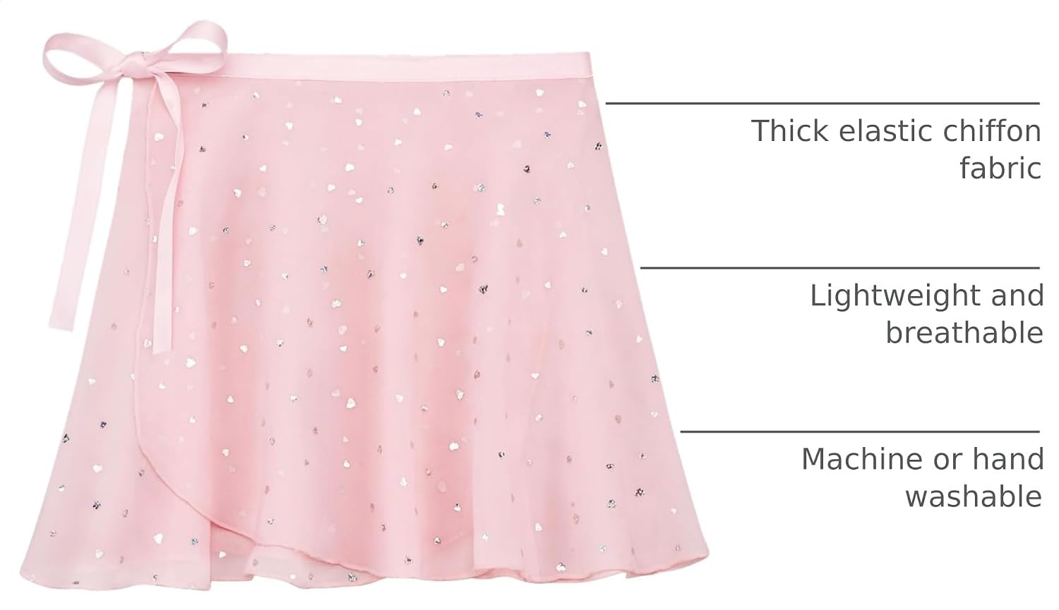 STELLE Ballet Skirt Women Chiffon Wrap Skirt Adjustable Tie Dance Skirts(Pink Shiny)