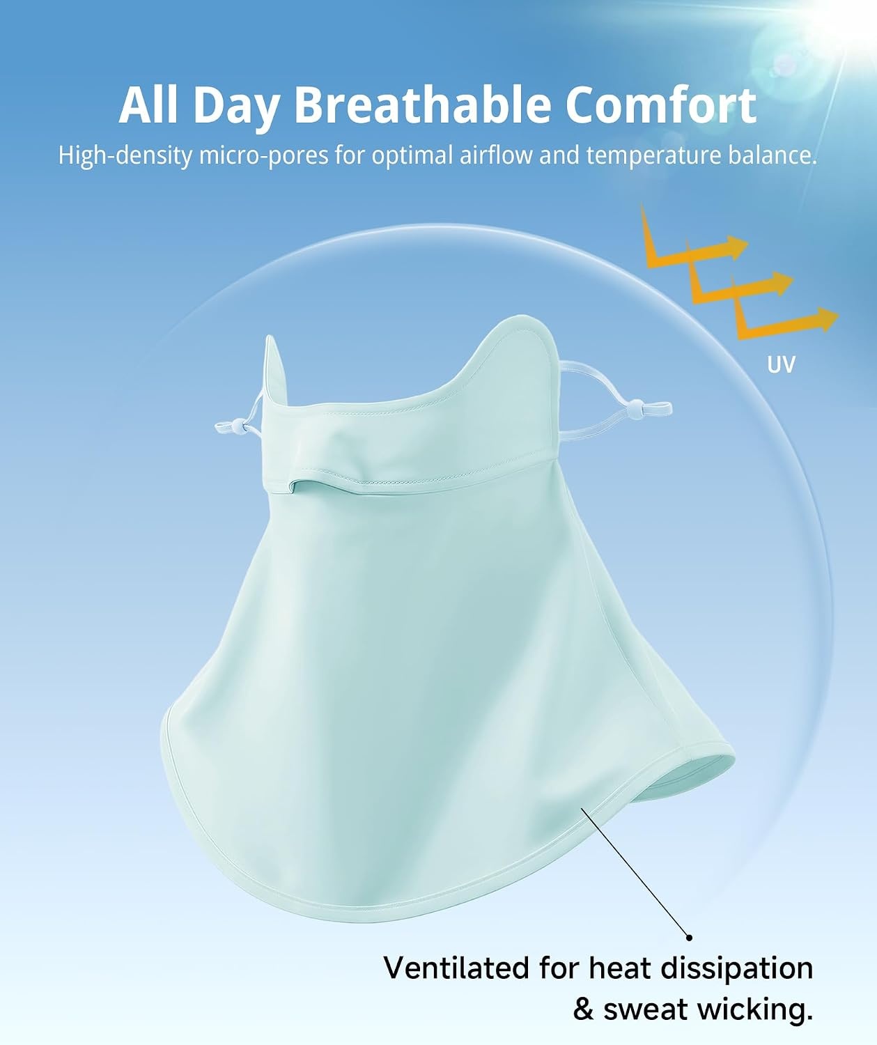 Stelle UPF 50+ UV Face Mask Cooling Neck Gaiter Breathable Sun Cover(Light Blue)