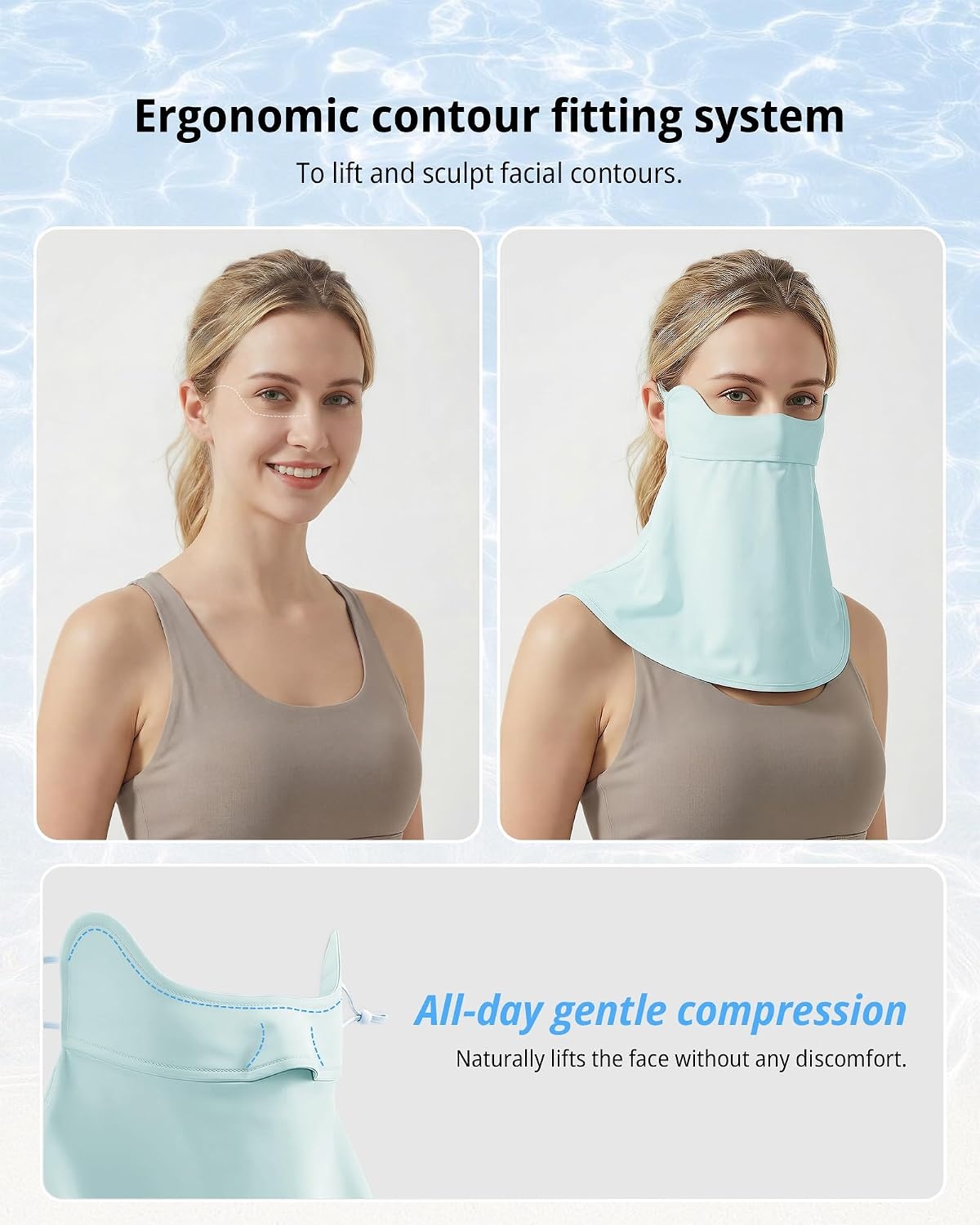 Stelle UPF 50+ UV Face Mask Cooling Neck Gaiter Breathable Sun Cover(Light Blue)